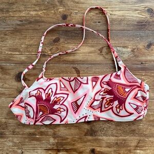 Aerie Pink Brown Abstract Print Bikini Top Adjustable Straps Women's‎ Large EUC